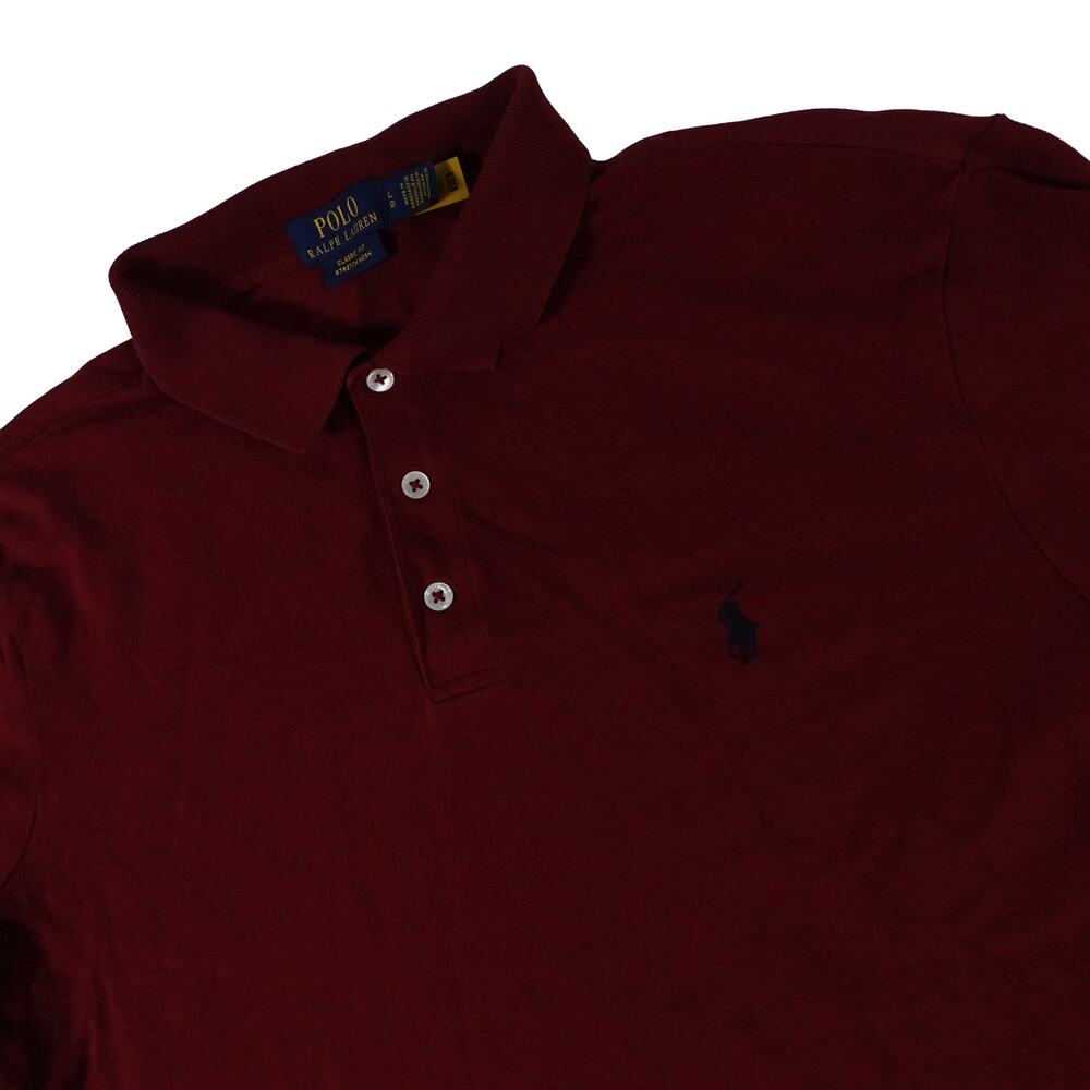 Ralph Lauren Cotton Stretch Mesh Maroon Polo Shirt Men's Classic Fit Large